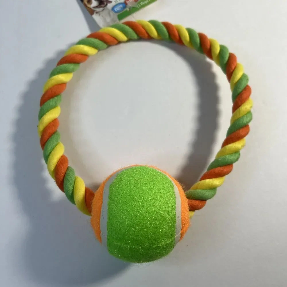 Doggie Bundle New Waste‎ Bags W/Dispenser, Collar & Chew Rope Ring W/Ball Toy